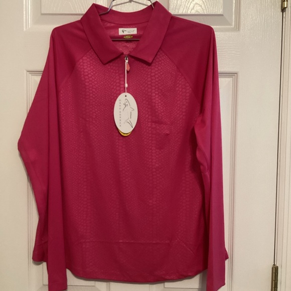 Greg Norman Collection Pink Long Sleeve Golf Pullover - Picture 1 of 5